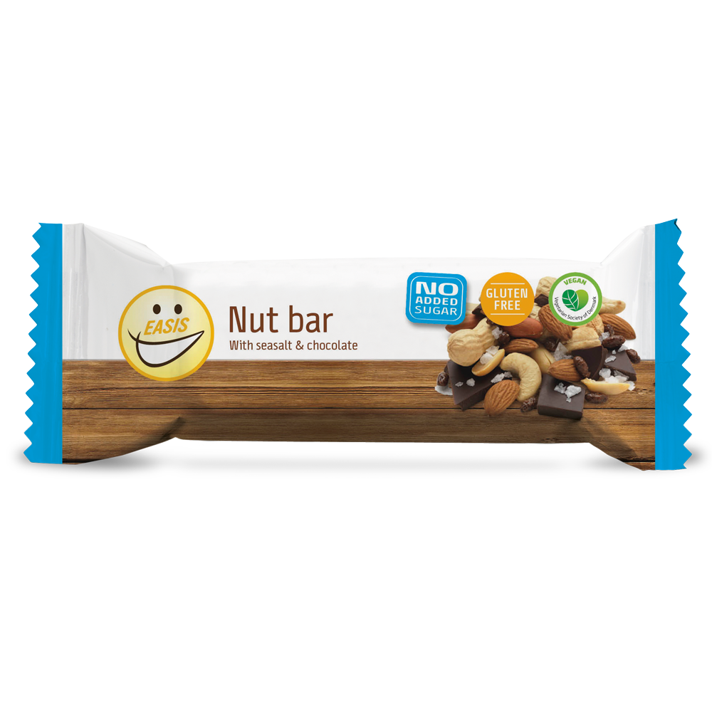 EASIS Nut bar, Havssalt och mörk choklad, Låda med 20 st