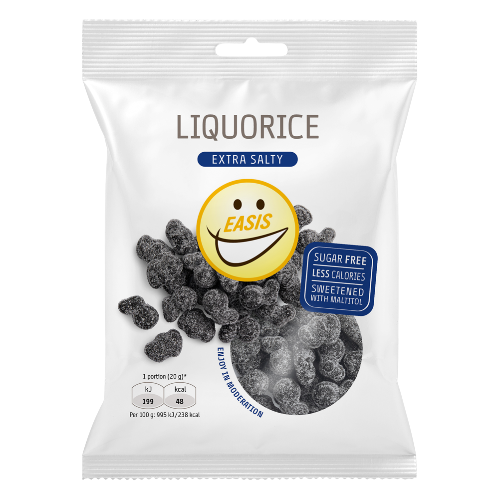EASIS Liquorice, Extra Salty 70g - sockerfri saltlakrits