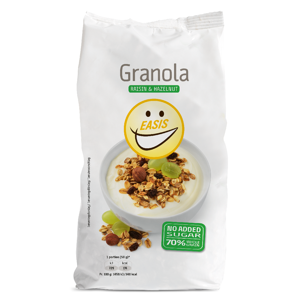 EASIS Granola med Hasselnötter och Russin 350 g