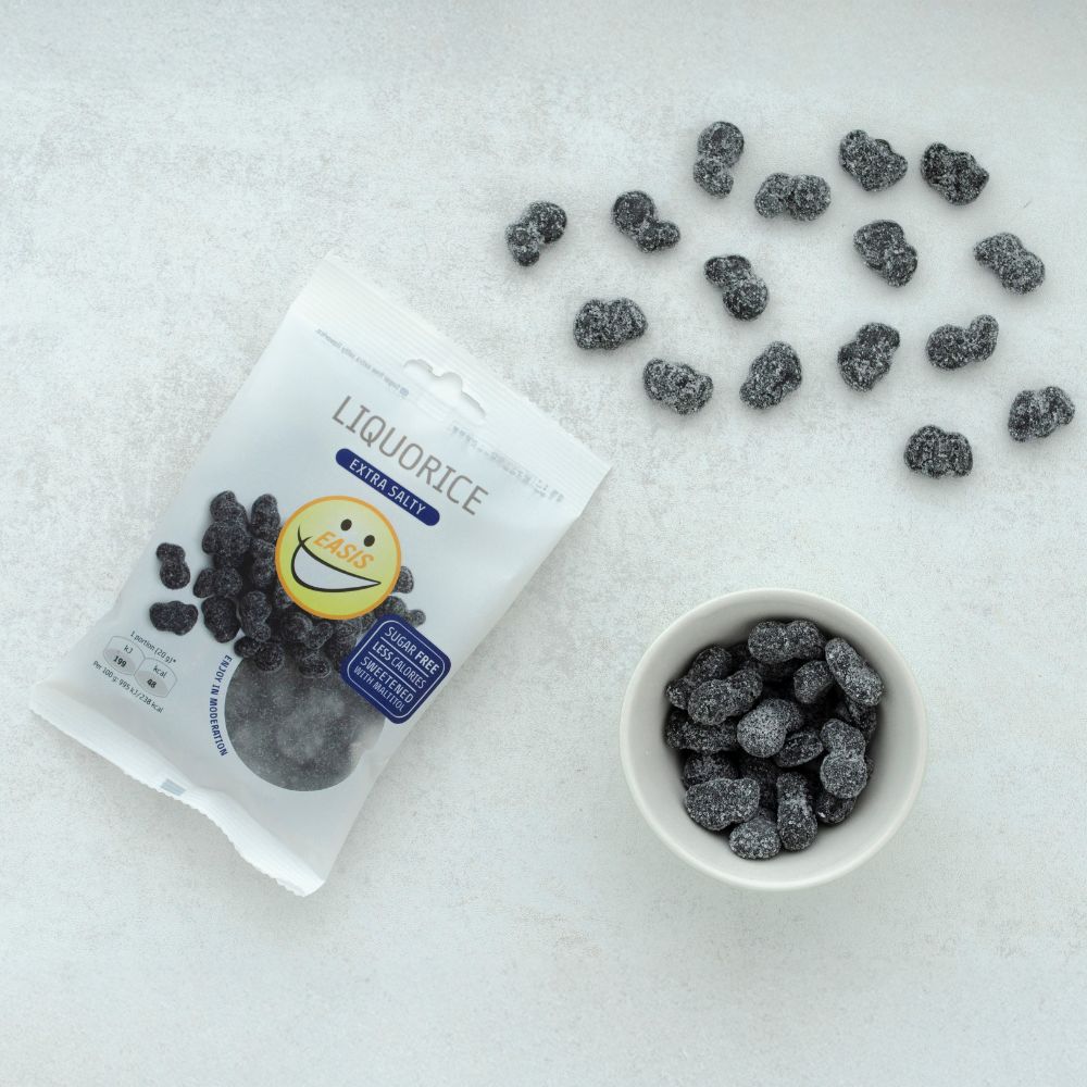 EASIS Liquorice, Extra Salty 70g - sockerfri saltlakrits