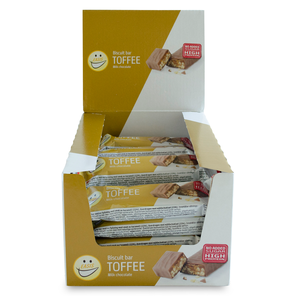EASIS Biscuit bar Toffee, Låda med 24 stk.