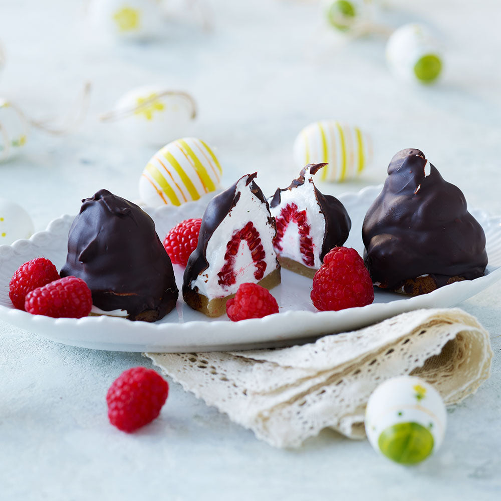 Skumbollar med hallon