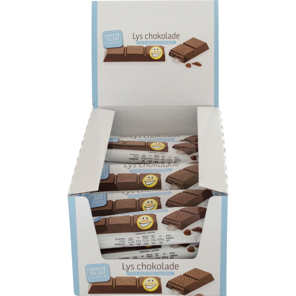 EASIS Ljus chokladbar med vaniljfyllning, Låda med 25 stk.