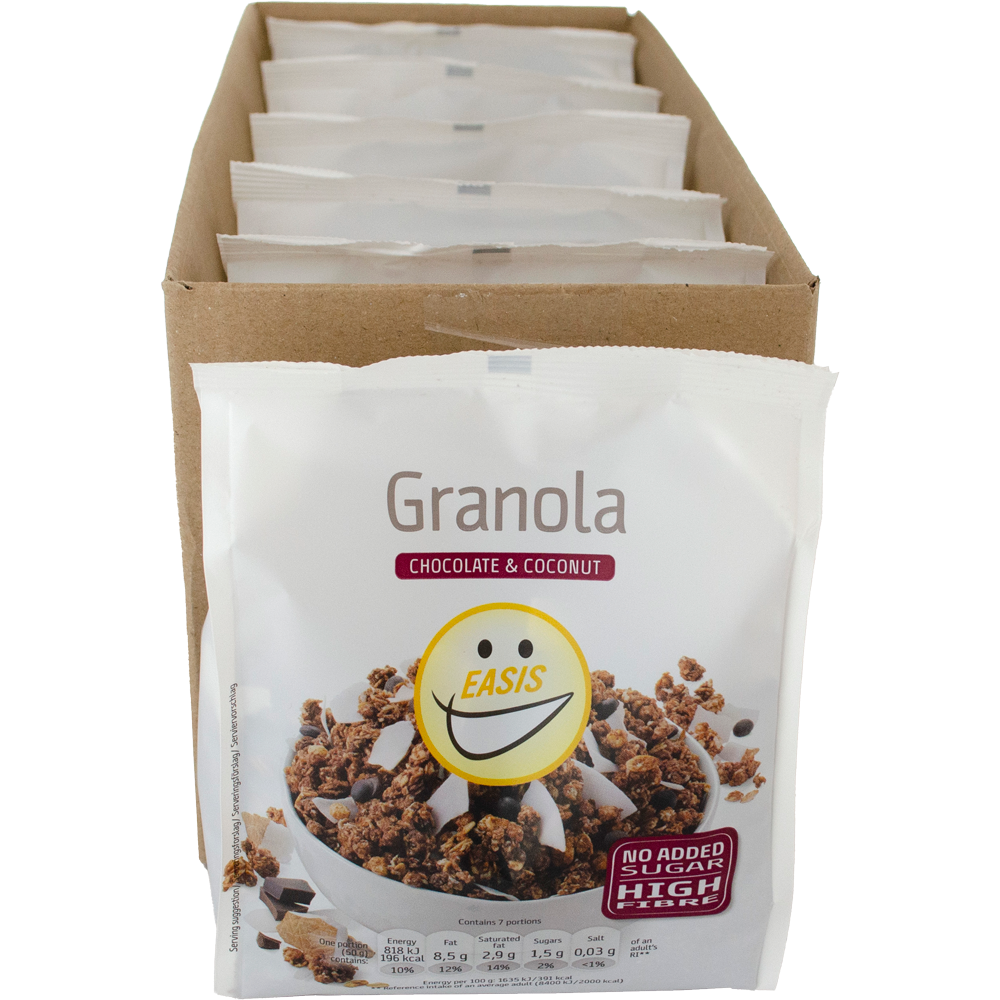 EASIS Granola, Choklad och kokos, Låda med 6 st.