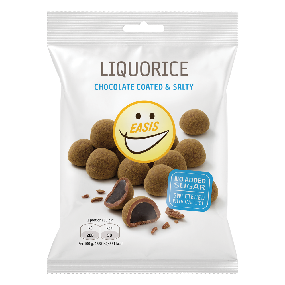 EASIS Liquorice, Chocolate coated & Salty, 75 g