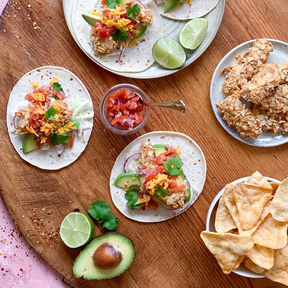 Tacos med krispig torsk och grönsaker