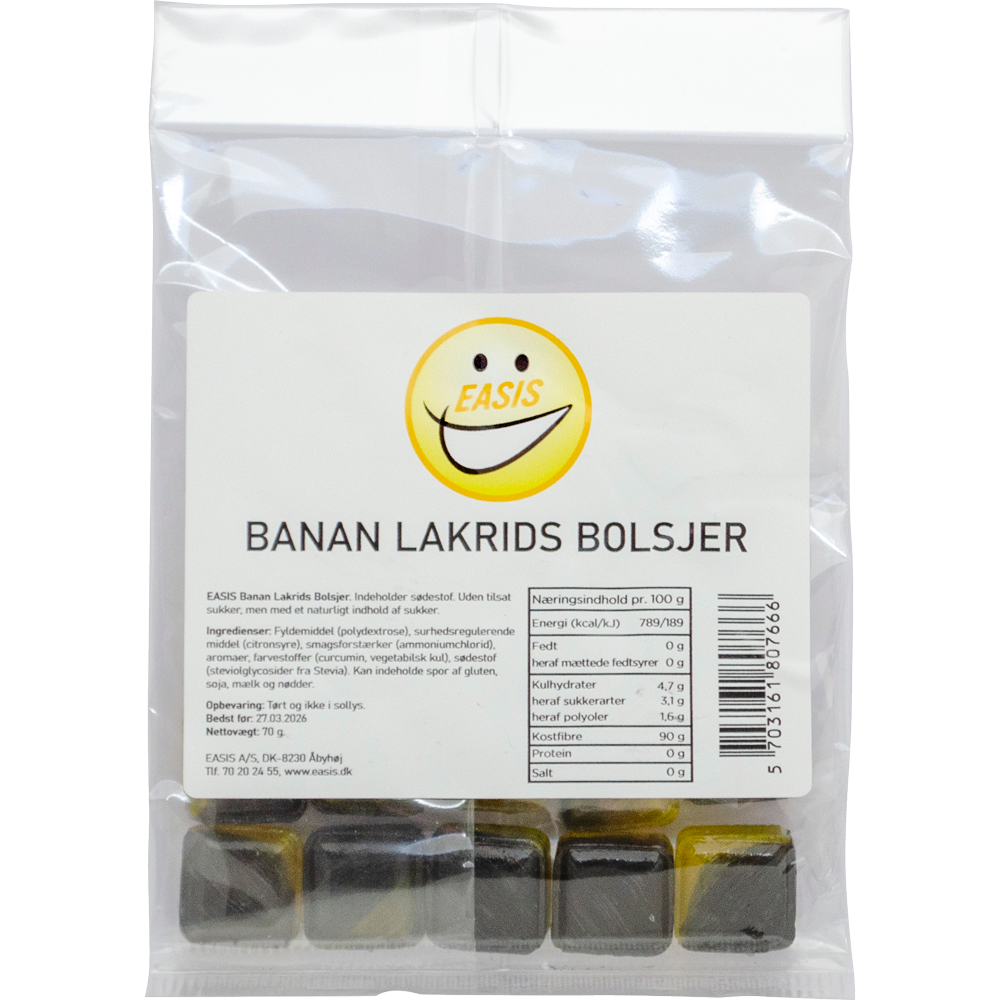 EASIS Banan Lakrits Karameller, 70 g